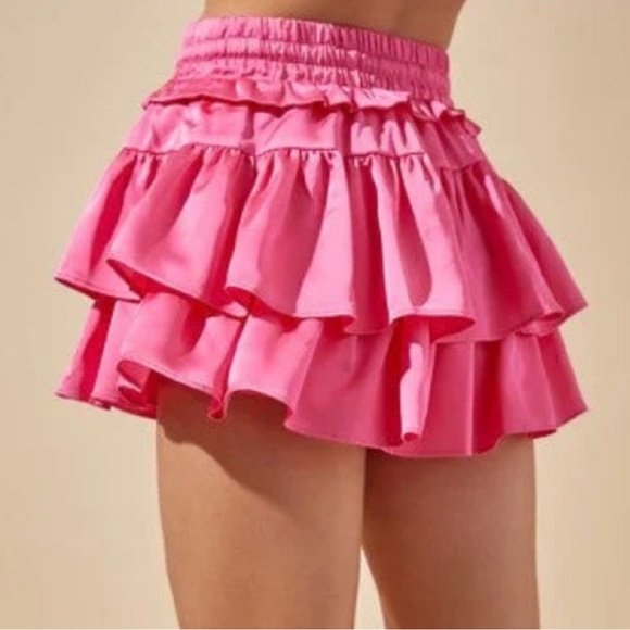 Pink Ruffled Mini Skort - Picture 2 of 6